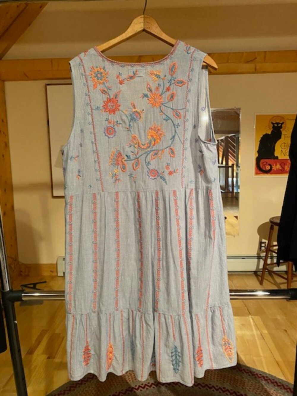 Johnny Was Workshop SZ L Sleeveless Womens Embroidered Boho Tank Dress with slip - Picture 6 of 12